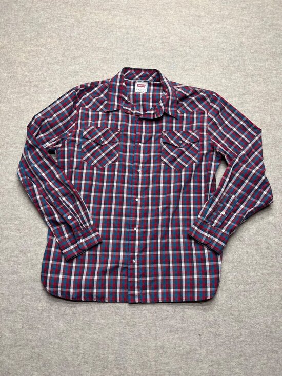 Levi's Other - Levi's Modern Western Pearl Snap Red Plaid Button Down Men's Shirt XXL